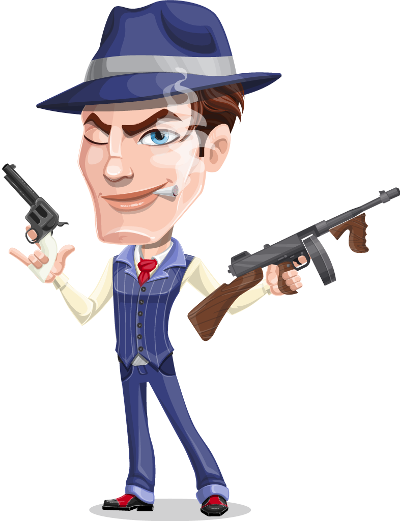 Trotse gangster met een lange jas en zijn hand in z'n zak